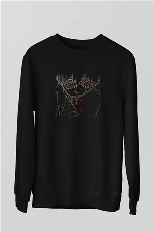 Dabi Baskılı Unisex Siyah Sweatshirt