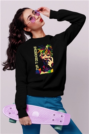 Dabi Baskılı Unisex Siyah Sweatshirt