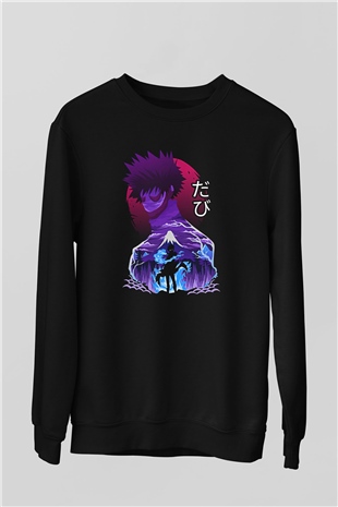 Dabi Baskılı Unisex Siyah Sweatshirt
