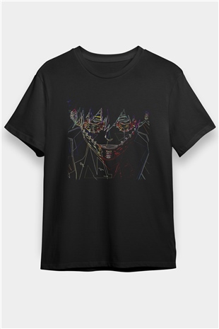 Dabi Baskılı Unisex Siyah Tişört - Tshirt