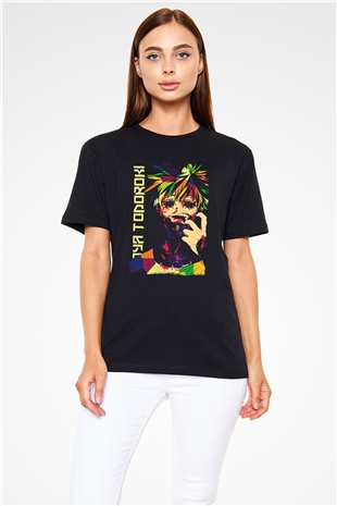 Dabi Baskılı Unisex Siyah Tişört - Tshirt
