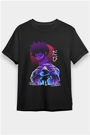 Dabi Baskılı Unisex Siyah Tişört - Tshirt