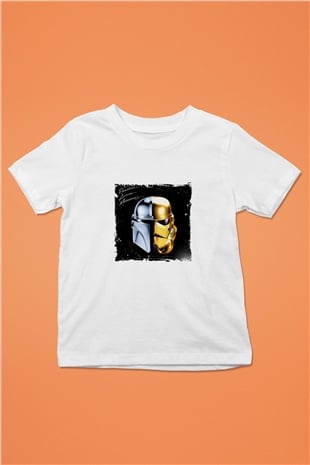 Daft Punk Baskılı Beyaz Çocuk Tişört