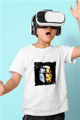 Daft Punk Baskılı Beyaz Çocuk Tişört