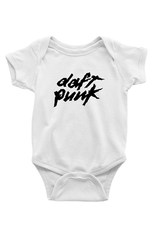 Daft Punk Baskılı Beyaz Unisex Bebek Body - Zıbın