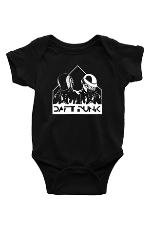 Daft Punk Baskılı Siyah Bebek Body - Zıbın