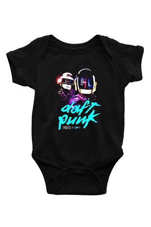 Daft Punk Baskılı Siyah Bebek Body - Zıbın