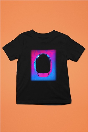 Daft Punk Baskılı Siyah Unisex Çocuk Tişört