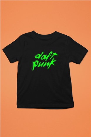 Daft Punk Baskılı Siyah Unisex Çocuk Tişört