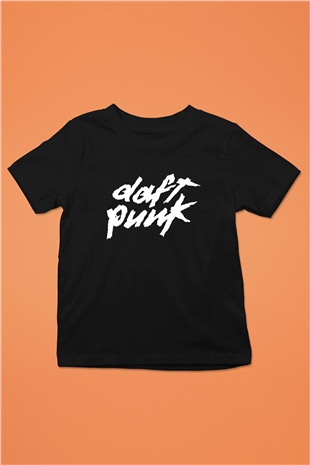 Daft Punk Baskılı Siyah Unisex Çocuk Tişört