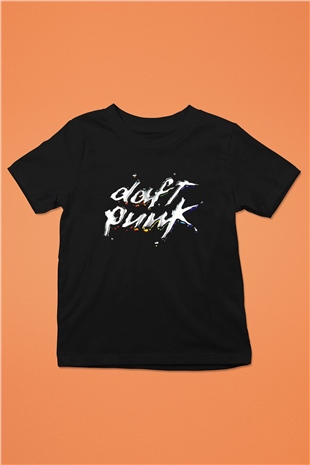 Daft Punk Baskılı Siyah Unisex Çocuk Tişört