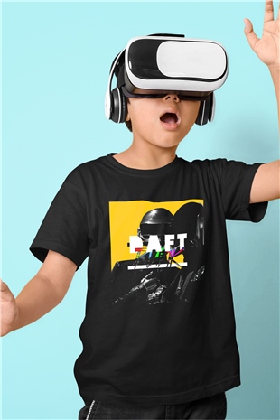 Daft Punk Baskılı Siyah Unisex Çocuk Tişört