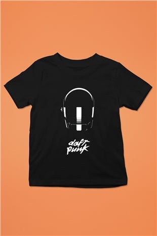 Daft Punk Baskılı Siyah Unisex Çocuk Tişört