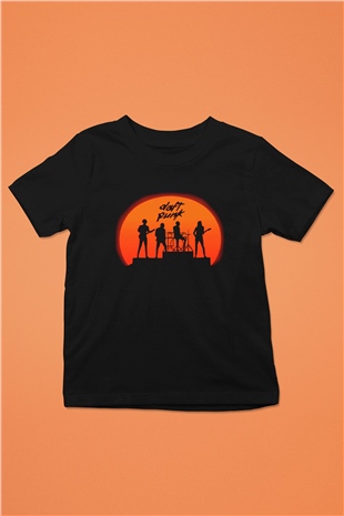 Daft Punk Baskılı Siyah Unisex Çocuk Tişört