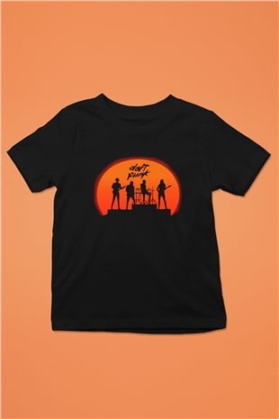Daft Punk Baskılı Siyah Unisex Çocuk Tişört