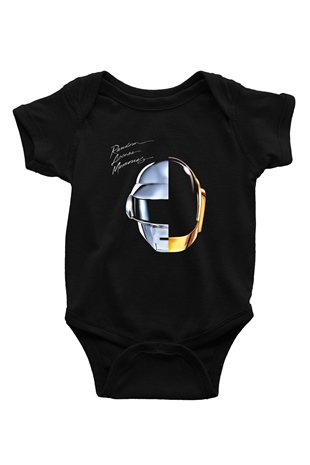 Daft Punk Baskılı Unisex Siyah Bebek Body - Zıbın