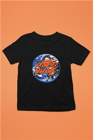 Daft Punk Baskılı Unisex Siyah Çocuk Tişört