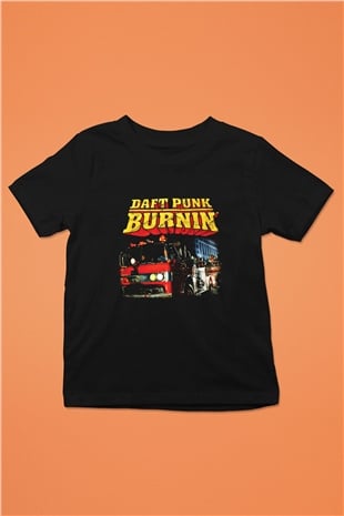 Daft Punk Baskılı Unisex Siyah Çocuk Tişört