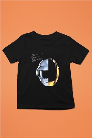 Daft Punk Baskılı Unisex Siyah Çocuk Tişört