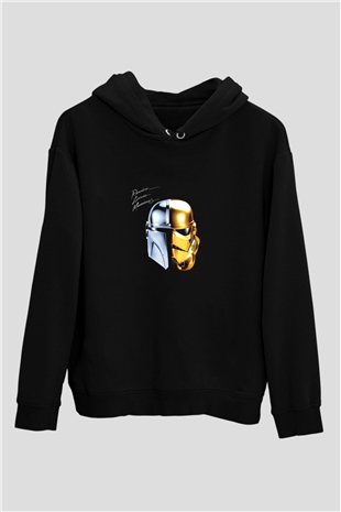 Daft Punk Baskılı Unisex Siyah Hoodie