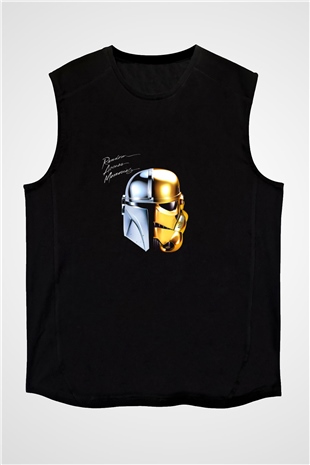Daft Punk Baskılı Unisex Siyah Kolsuz Tişört