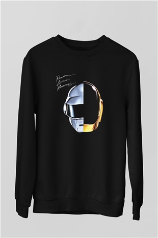 Daft Punk Baskılı Unisex Siyah Sweatshirt