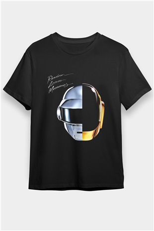 Daft Punk Baskılı Unisex Siyah Tişört