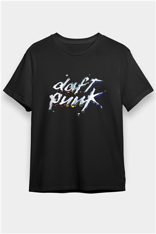 Daft Punk Baskılı Unisex Siyah Tişört