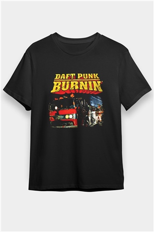 Daft Punk Baskılı Unisex Siyah Tişört