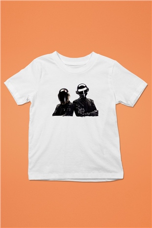 Daft Punk Beyaz Unisex Çocuk Tişört