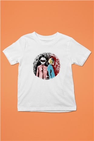 Daft Punk Beyaz Unisex Çocuk Tişört
