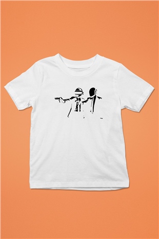 Daft Punk Beyaz Unisex Çocuk Tişört