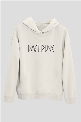 Daft Punk Beyaz Unisex Kapşonlu Sweatshirt