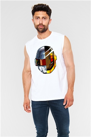 Daft Punk Beyaz Unisex Kolsuz Tişört