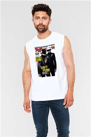 Daft Punk Beyaz Unisex Kolsuz Tişört
