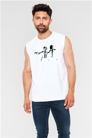 Daft Punk Beyaz Unisex Kolsuz Tişört