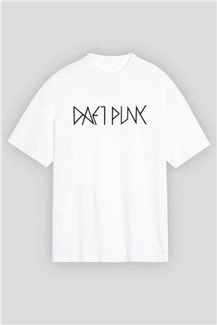 Daft Punk Beyaz Unisex Oversize Tişört T-Shirt