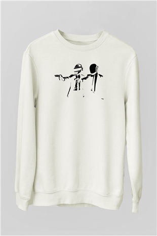 Daft Punk Beyaz Unisex Sweatshirt