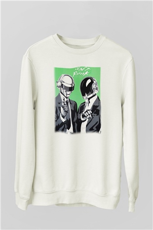 Daft Punk Beyaz Unisex Sweatshirt