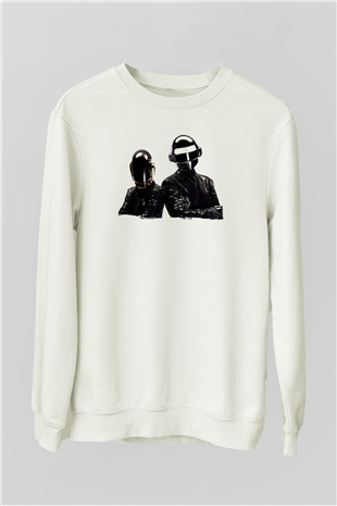 Daft Punk Beyaz Unisex Sweatshirt