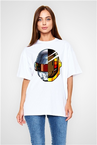 Daft Punk Beyaz Oversize Tişört Oversize T-shirt - TişörtFabrikası