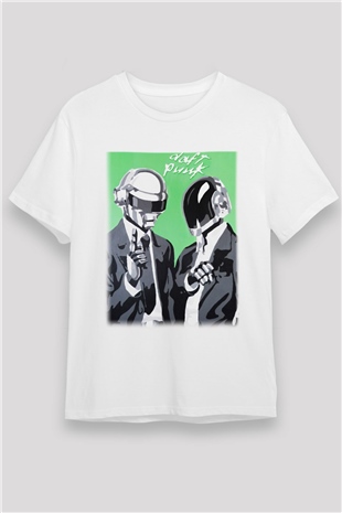 Daft Punk Beyaz Unisex Tişört T-Shirt - TişörtFabrikası