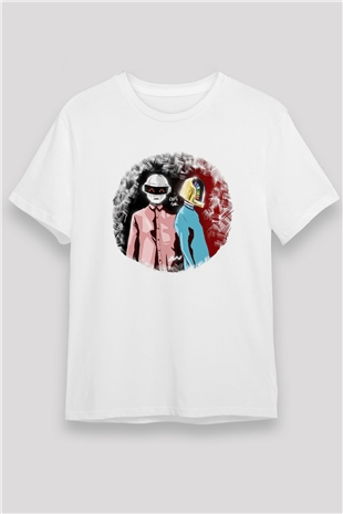 Daft Punk Beyaz Unisex Tişört T-Shirt - TişörtFabrikası