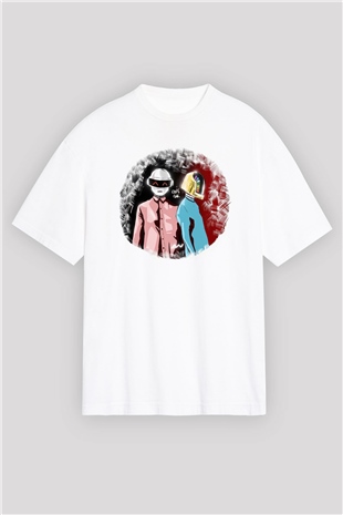 Daft Punk Beyaz Oversize Tişört Oversize T-shirt - TişörtFabrikası