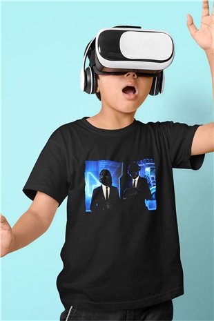 Daft Punk Siyah Unisex Çocuk Tişört