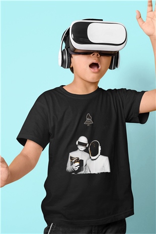 Daft Punk Siyah Unisex Çocuk Tişört