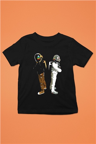 Daft Punk Siyah Unisex Çocuk Tişört