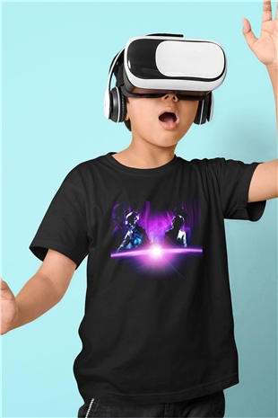 Daft Punk Siyah Unisex Çocuk Tişört