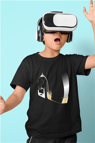 Daft Punk Siyah Unisex Çocuk Tişört