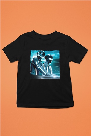 Daft Punk Siyah Unisex Çocuk Tişört